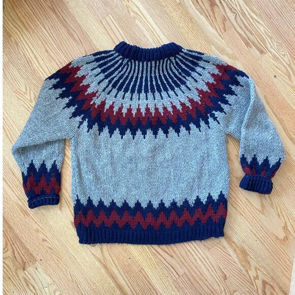 Hand Knitted Greece Made Wool Sweater Fair Island Style Heavy Super Warm M/L - Picture 1 of 6